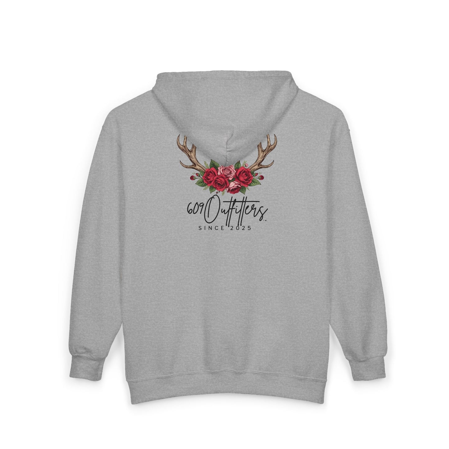 Women's Roses & Antler Hoodie | Full Zip Sweatshirt