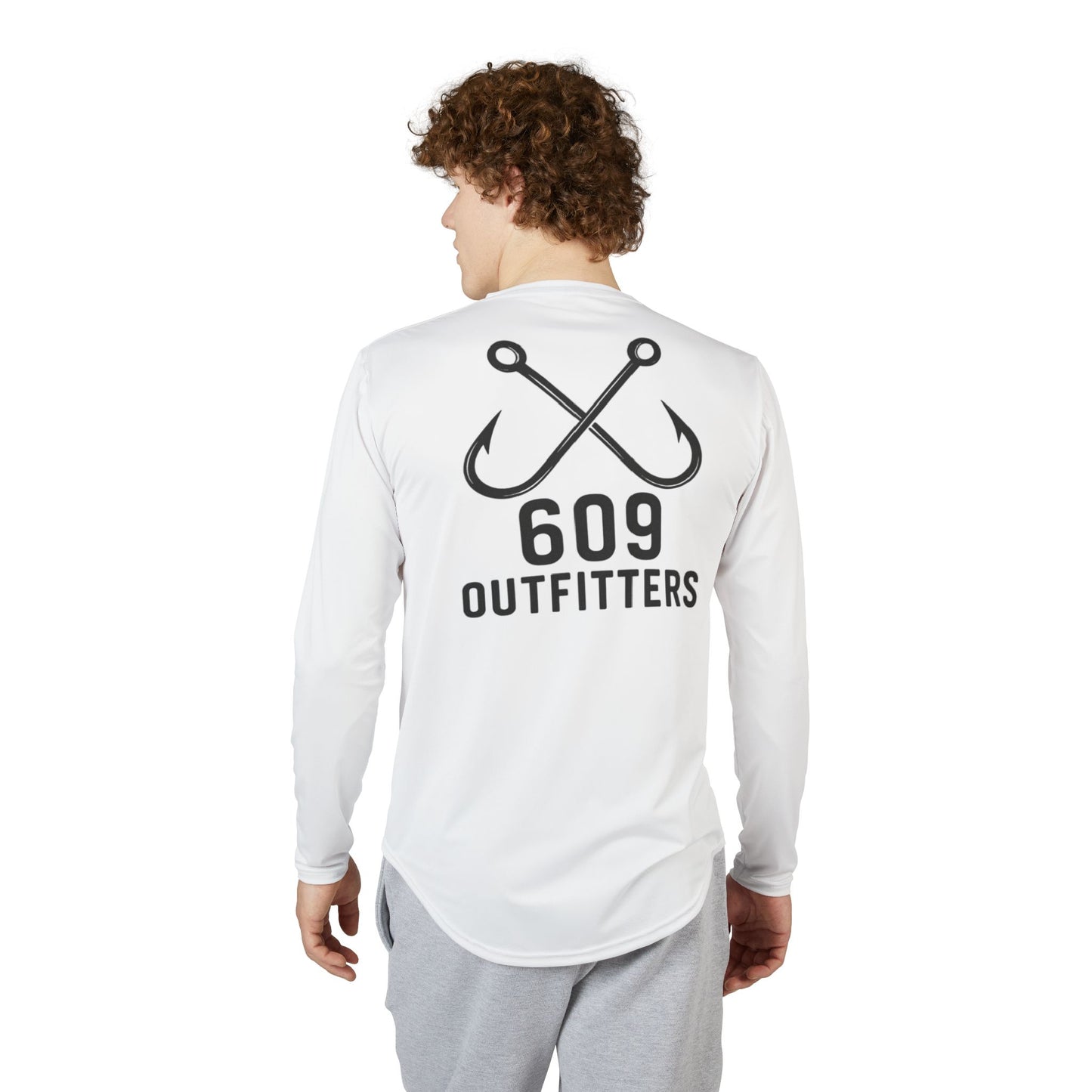 609 Classic Double Hook Logo | Long Sleeve UV Sun Protection Top White