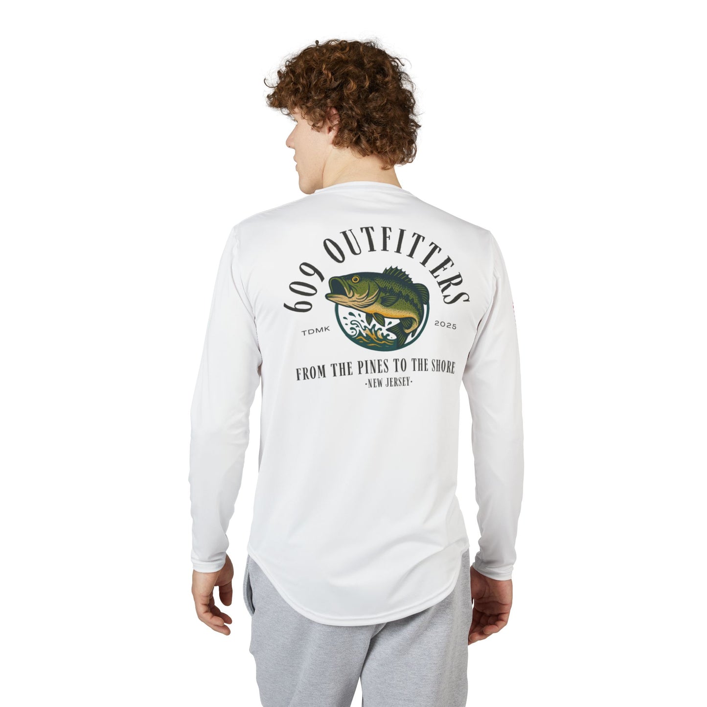 609 Fresh Water Bass Logo | Long Sleeve UV Sun Protection Top White