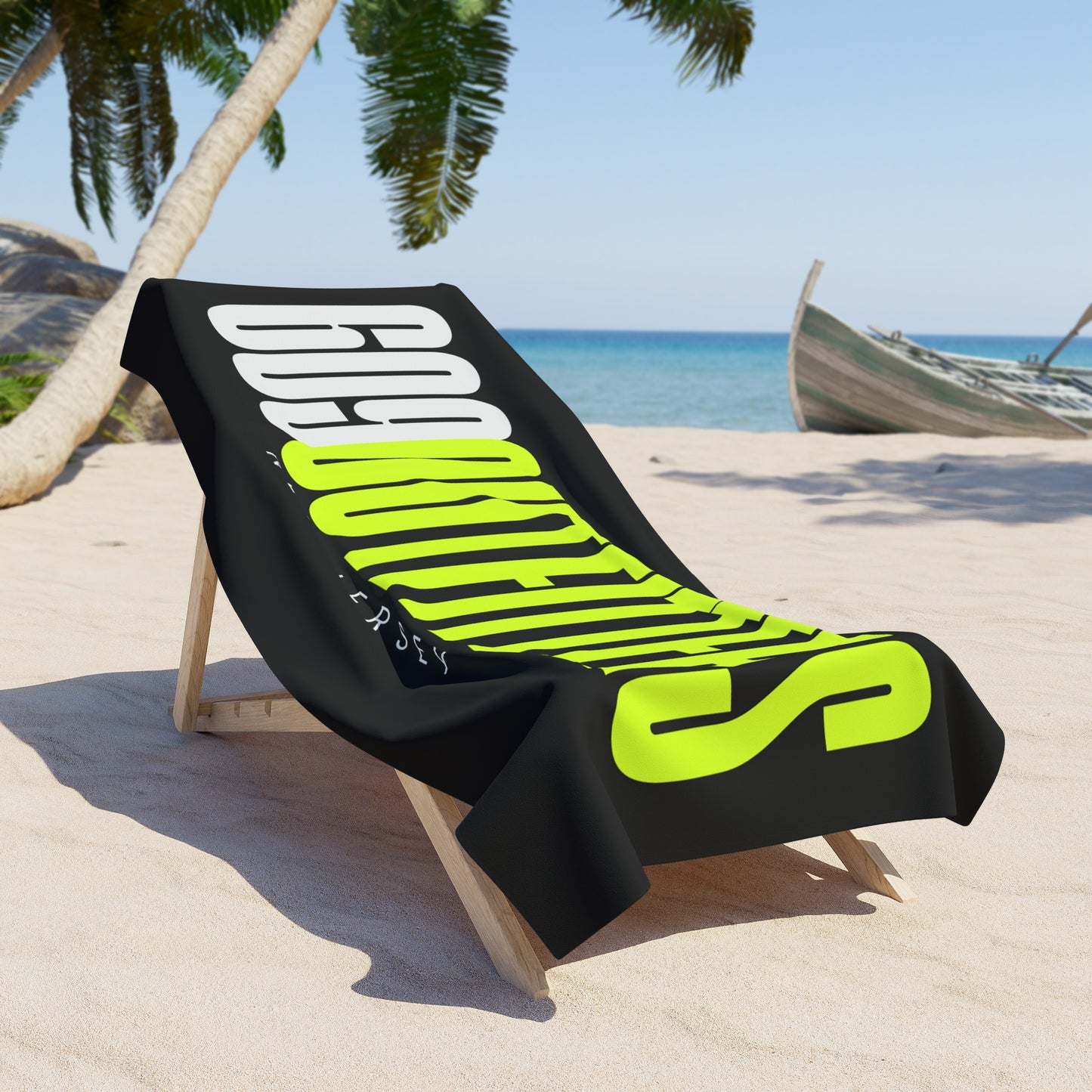 609 Outfitters New Jersey Black and Neon | Logo Beach Towel