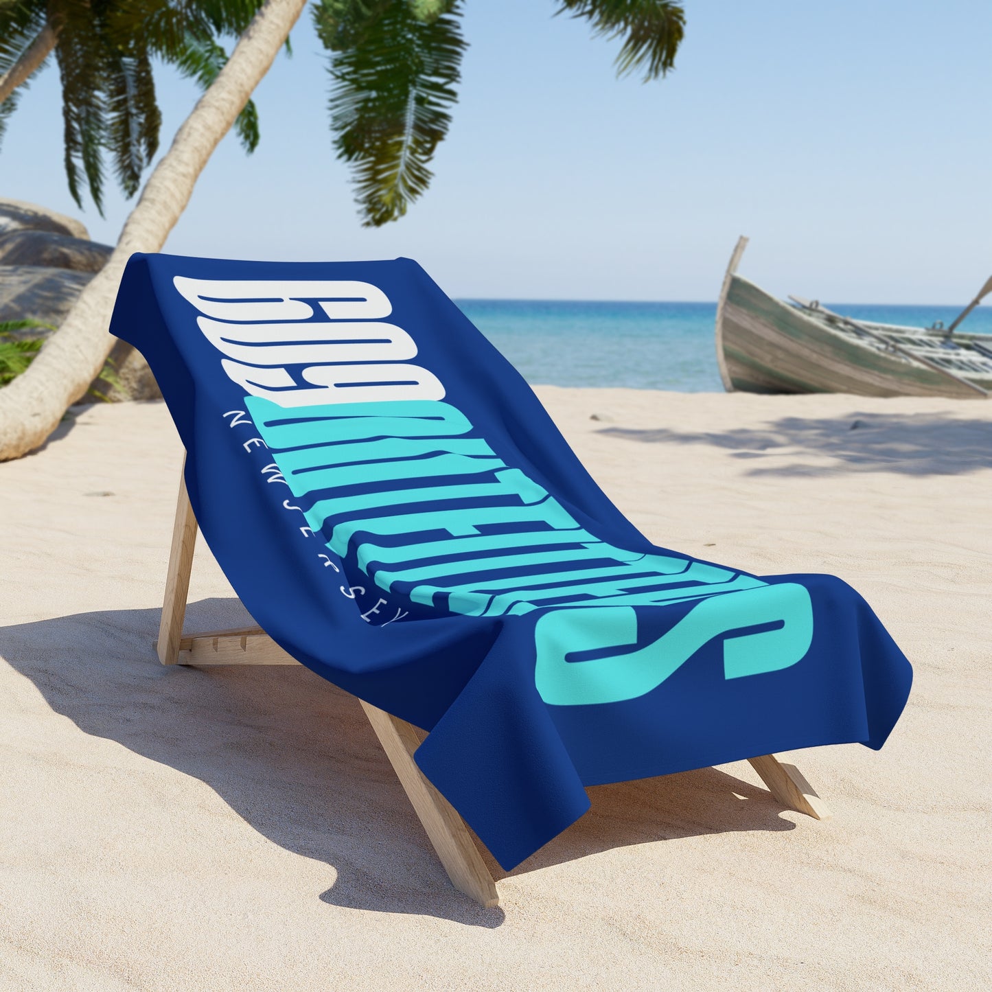 609 Outfitters New Jersey Blue and Teal | Logo Beach Towel