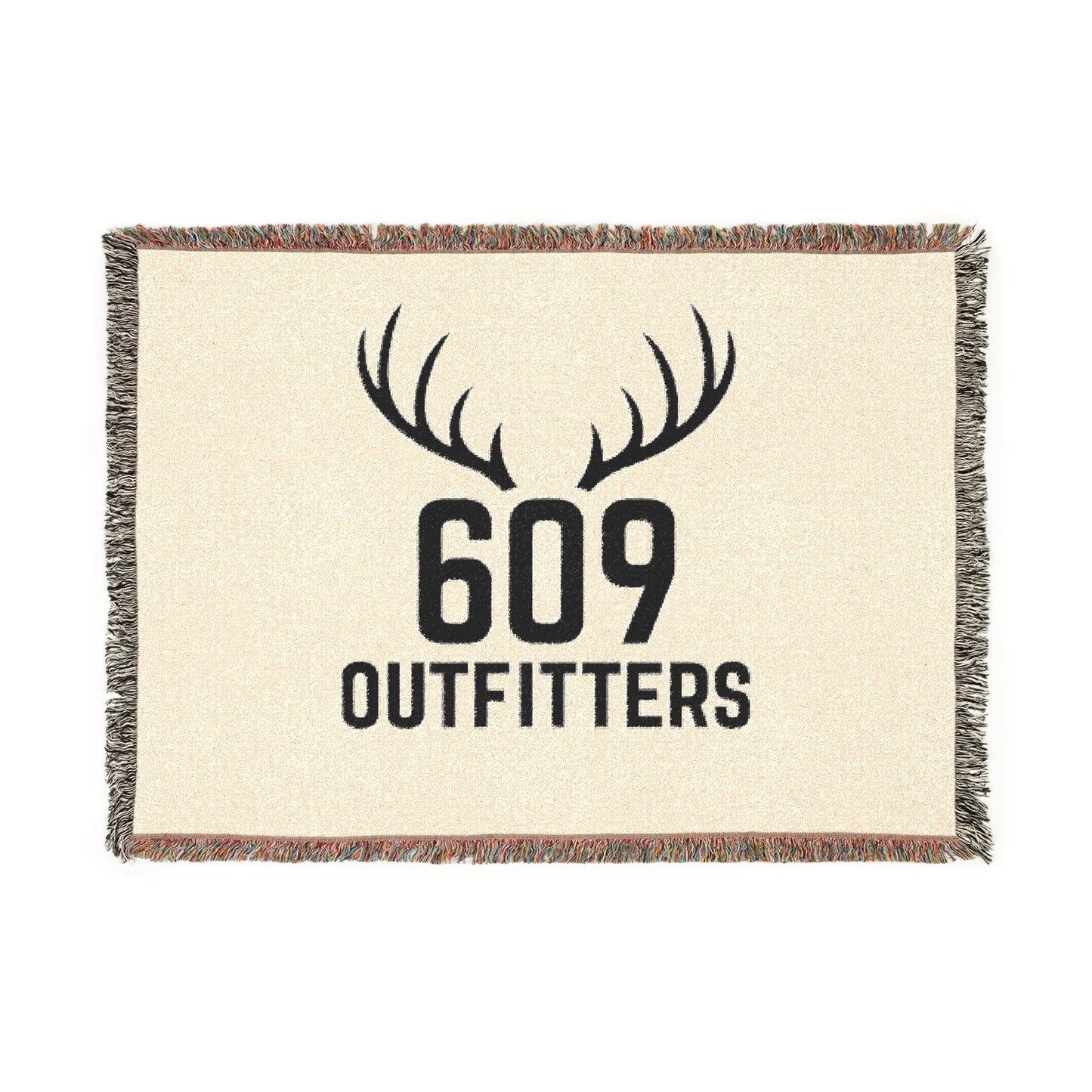 609 Outfitters Classic Antler Logo Woven Blanket — Rustic Hunting Throw Blanket