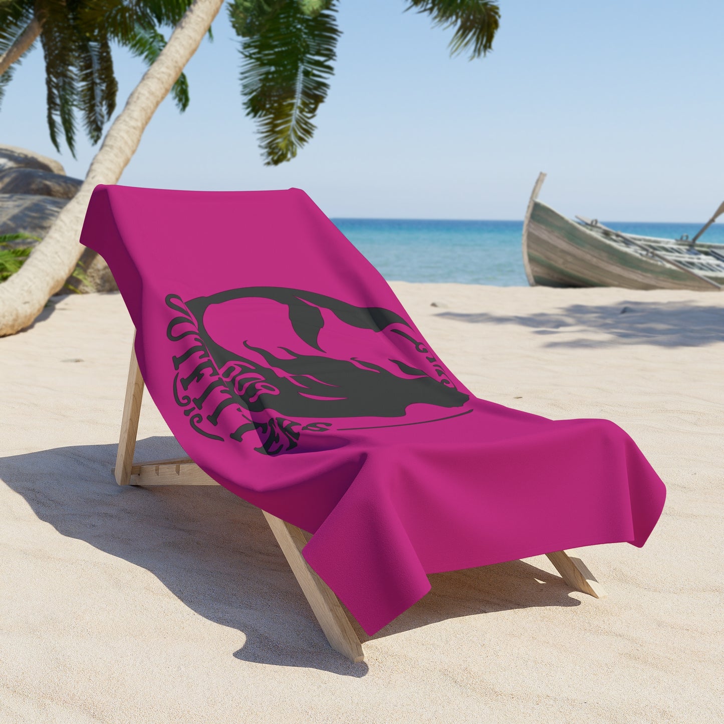609 Outfitters Classic Mermaid Logo | Pink Beach Towel