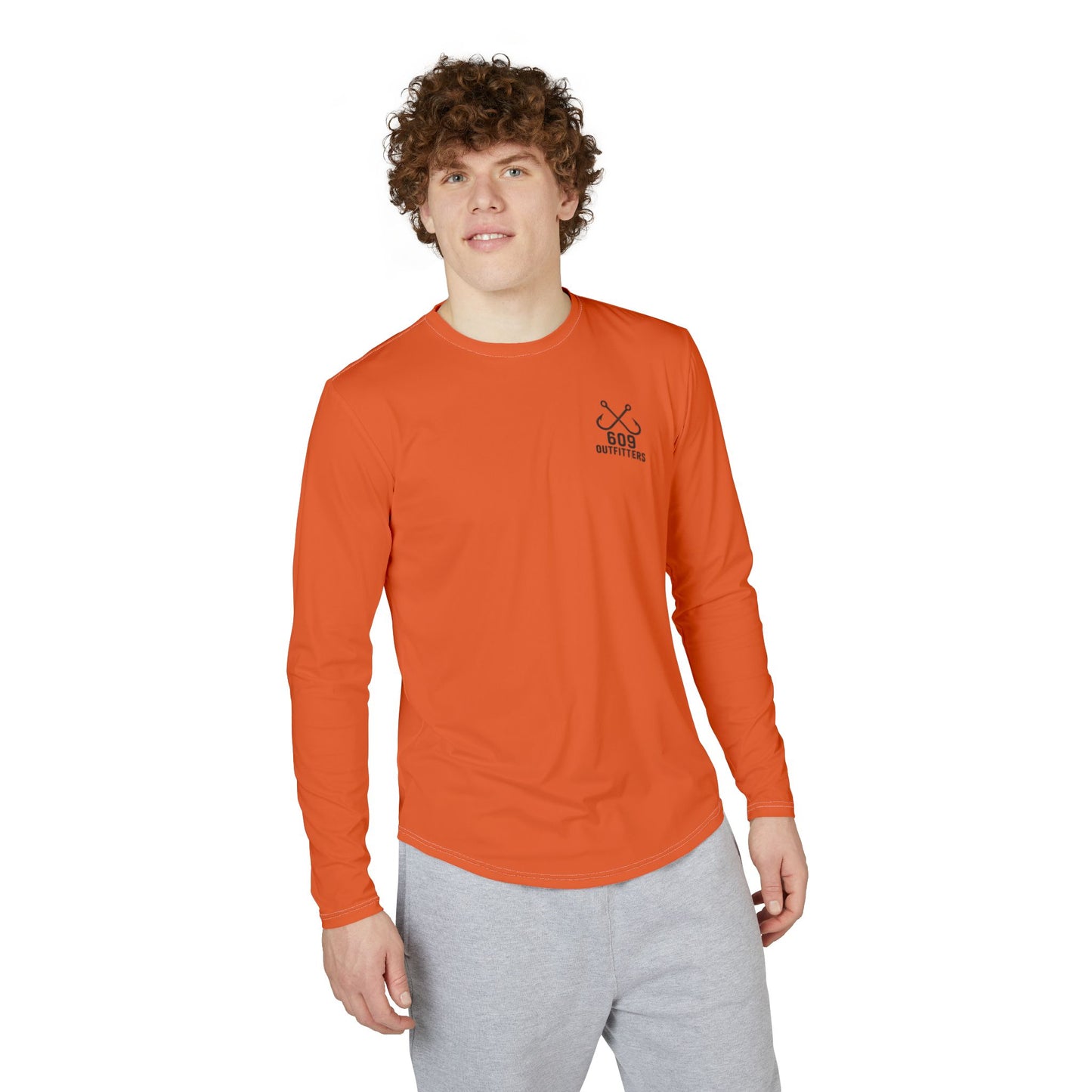 609 Classic Double Hook Logo | Long Sleeve UV Sun Protection Top Orange