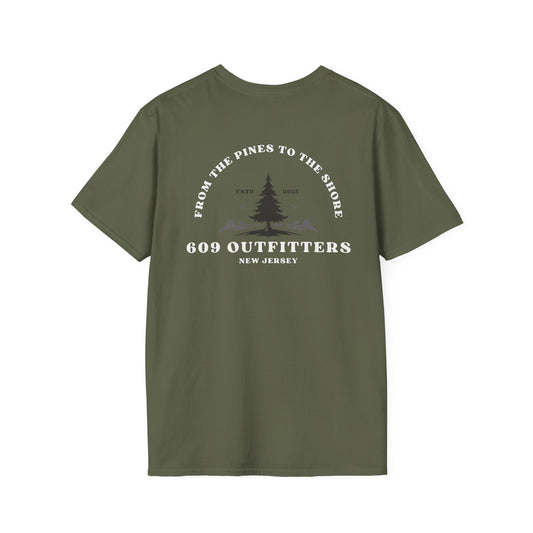 Contemporary Tee | Mens 609 Pines to Shore Logo Olive