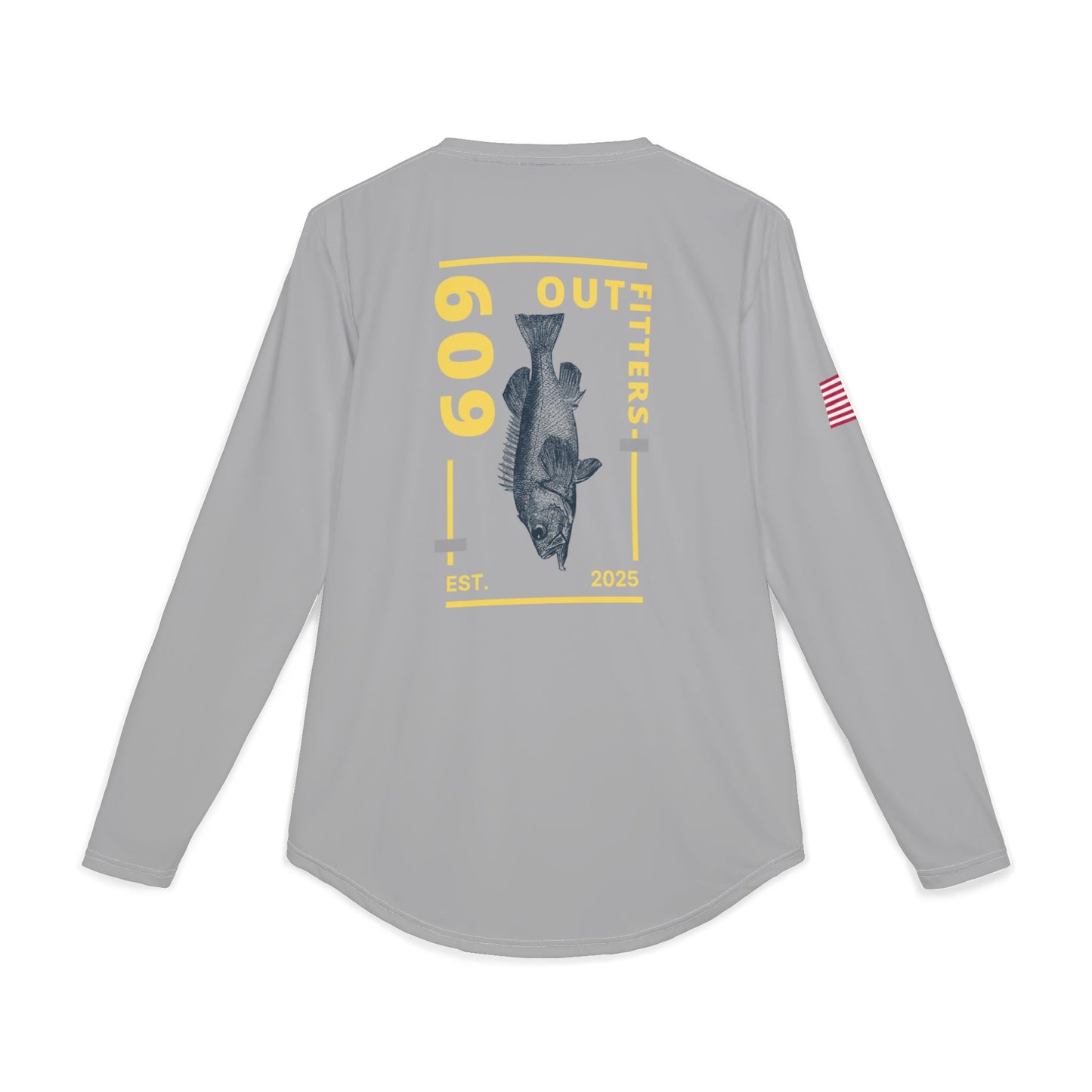 609 Classic Fishing Stamp Logo | Long Sleeve UV Sun Protection Top Gray