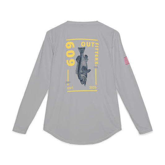 609 Classic Fishing Stamp Logo | Long Sleeve UV Sun Protection Top Gray