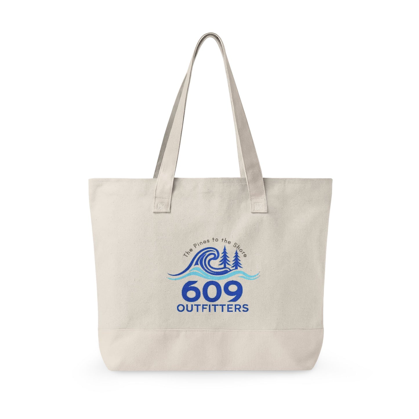 Canvas Tote Bag | 609 Outfitters Coastal Wave Zippered Beach Tote