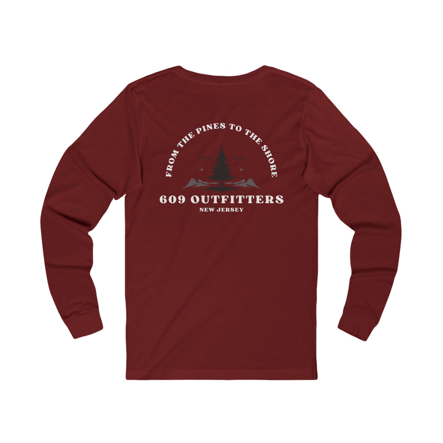 Women's Long Sleeve Jersey Tee | 609 The Pines to The Shore Logo