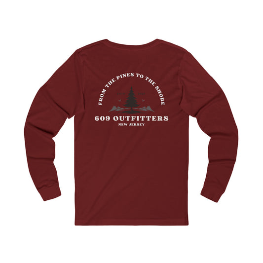 Women's Long Sleeve Jersey Tee | 609 The Pines to The Shore Logo