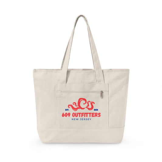Canvas Tote Bag | 609 Outfitters Octopus Zippered Beach Tote
