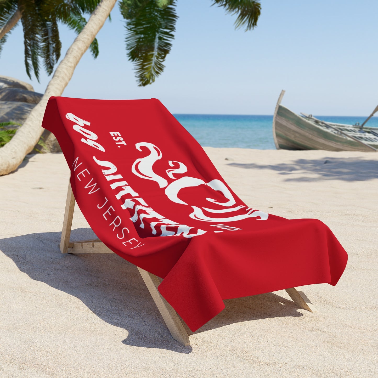 609 Outfitters Octopus Logo | Red Beach Towel
