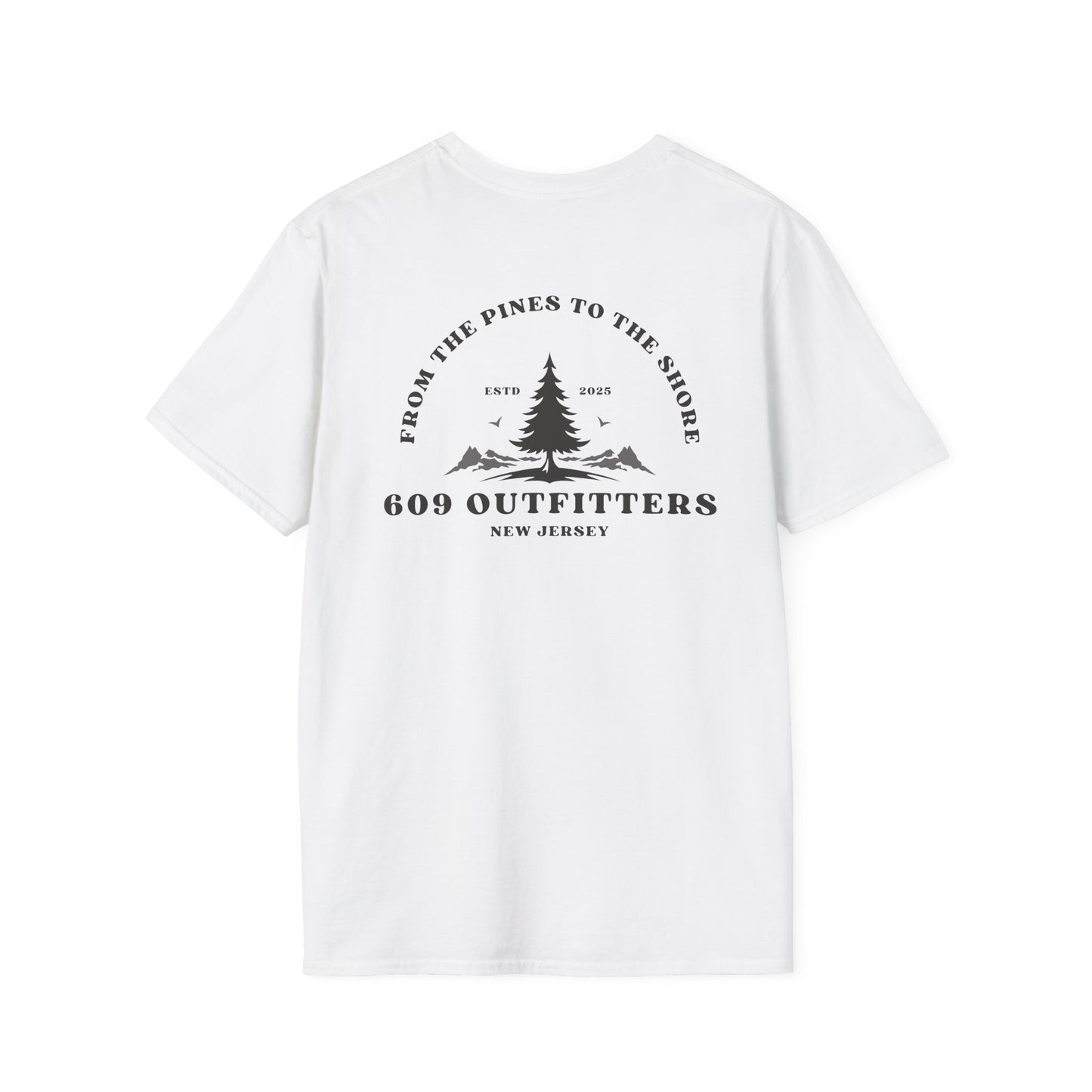 Contemporary Tee | Mens 609 Pines to Shore Logo White
