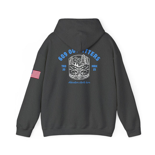 Limited Edition Outdoor Adventure Hoodie | 609 Adventure Logo Blue