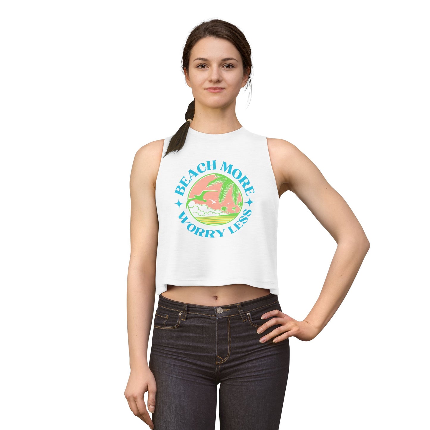 Women's Beach More Worry Less Crop Tank