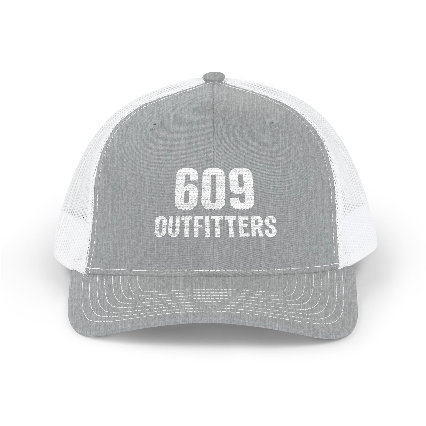 609 Outfitters White Embroidered Snapback Trucker Cap