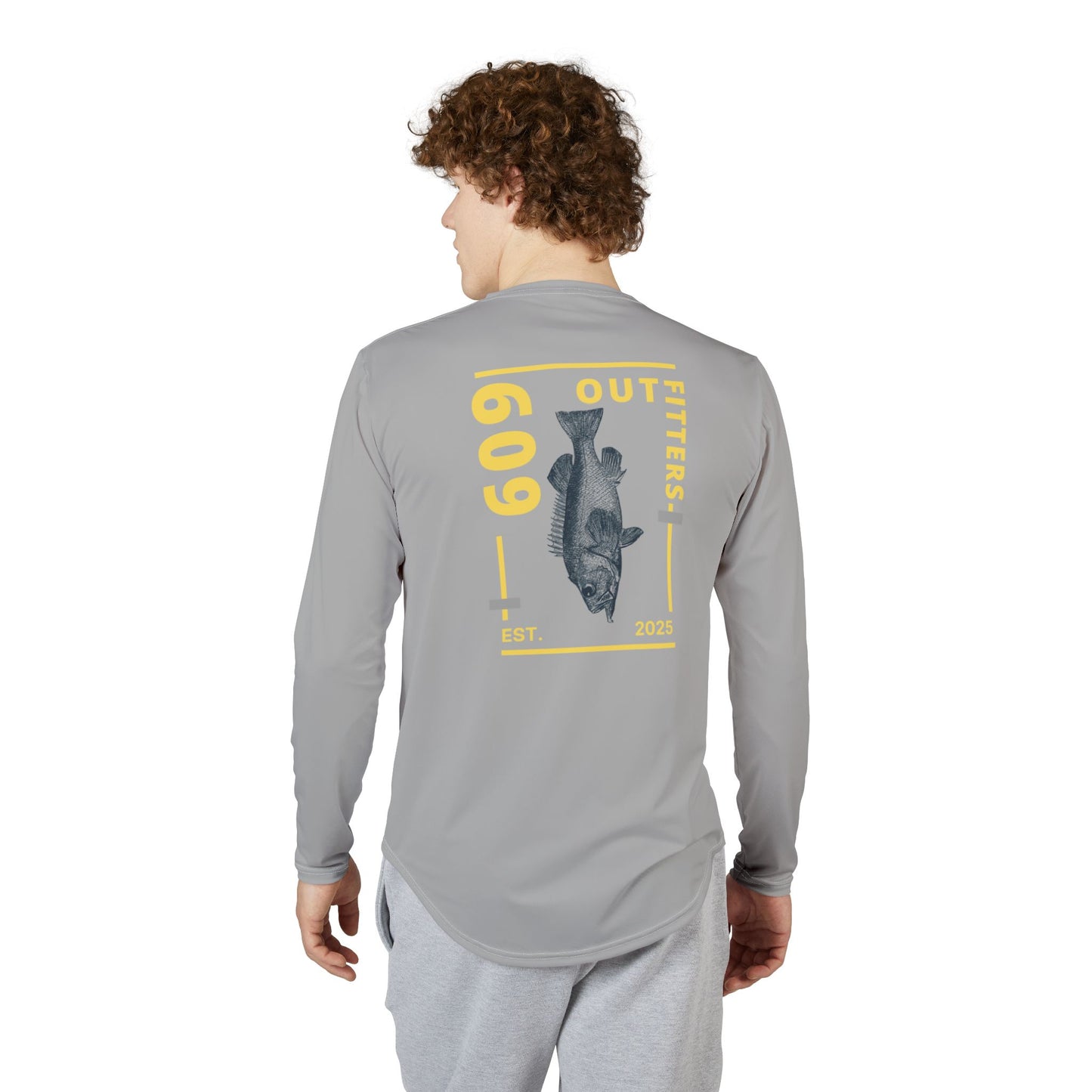 609 Classic Fishing Stamp Logo | Long Sleeve UV Sun Protection Top Gray