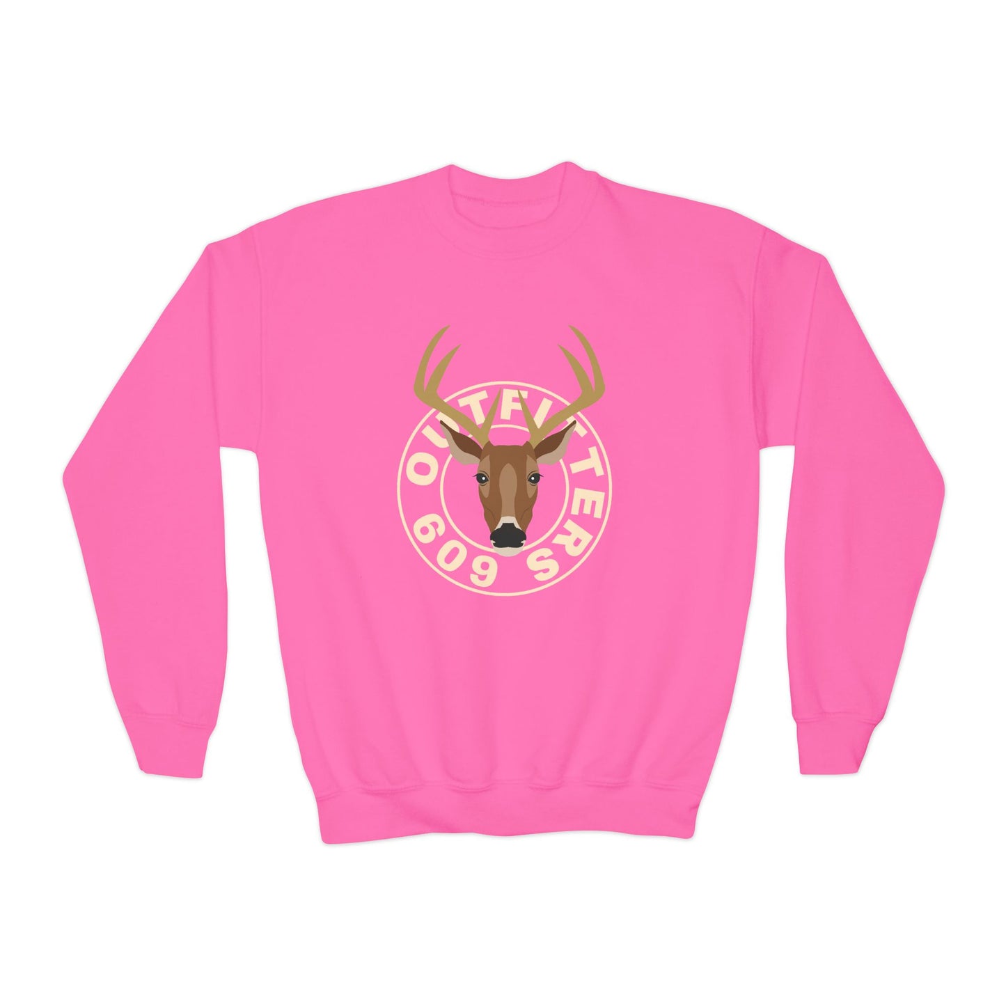 Vintage Deer Hunter Logo Pink Youth Crewneck Sweatshirt