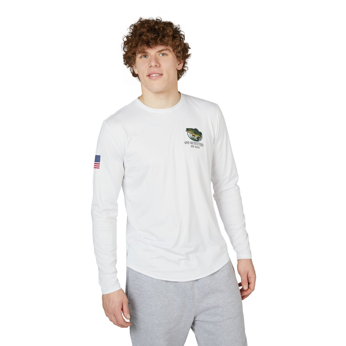 609 Fresh Water Bass Logo | Long Sleeve UV Sun Protection Top White
