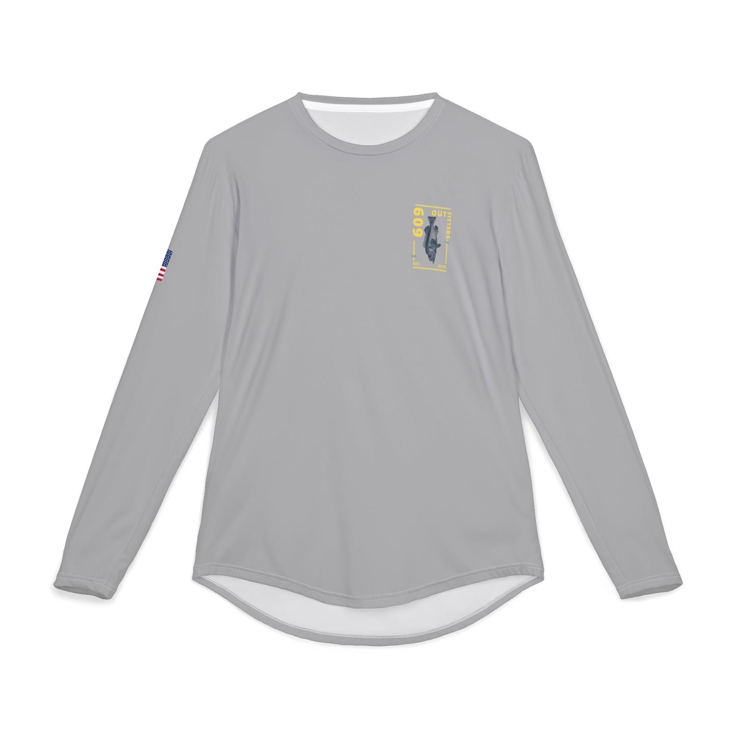 609 Classic Fishing Stamp Logo | Long Sleeve UV Sun Protection Top Gray