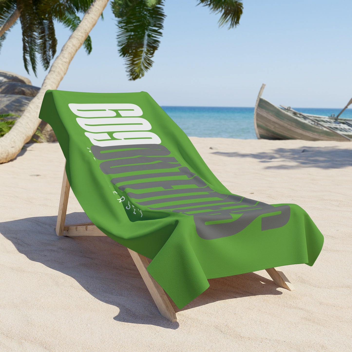609 Outfitters New Jersey Green and Gray | Logo Beach Towel
