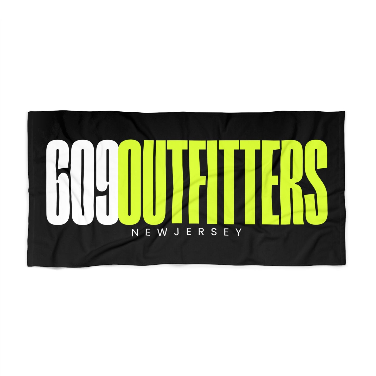 609 Outfitters New Jersey Black and Neon | Logo Beach Towel