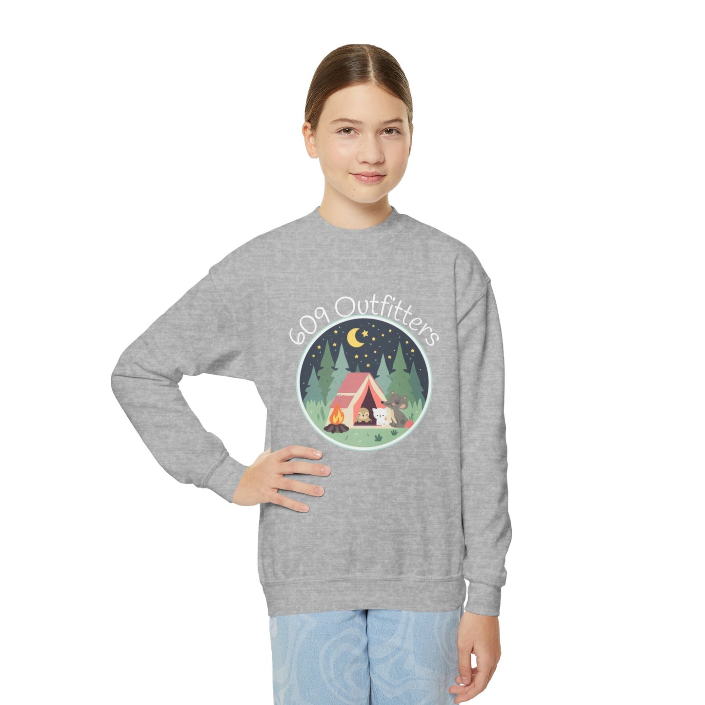 609 Cute Camping Youth Crewneck Sweatshirt