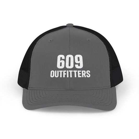 609 Outfitters White Embroidered Snapback Trucker Cap