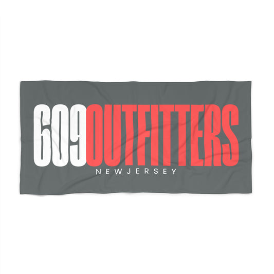 609 Outfitters New Jersey Grey and Neon | Logo Beach Towel