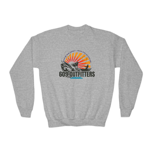 Born in NJ Fishing Logo Youth Crewneck Sweatshirt