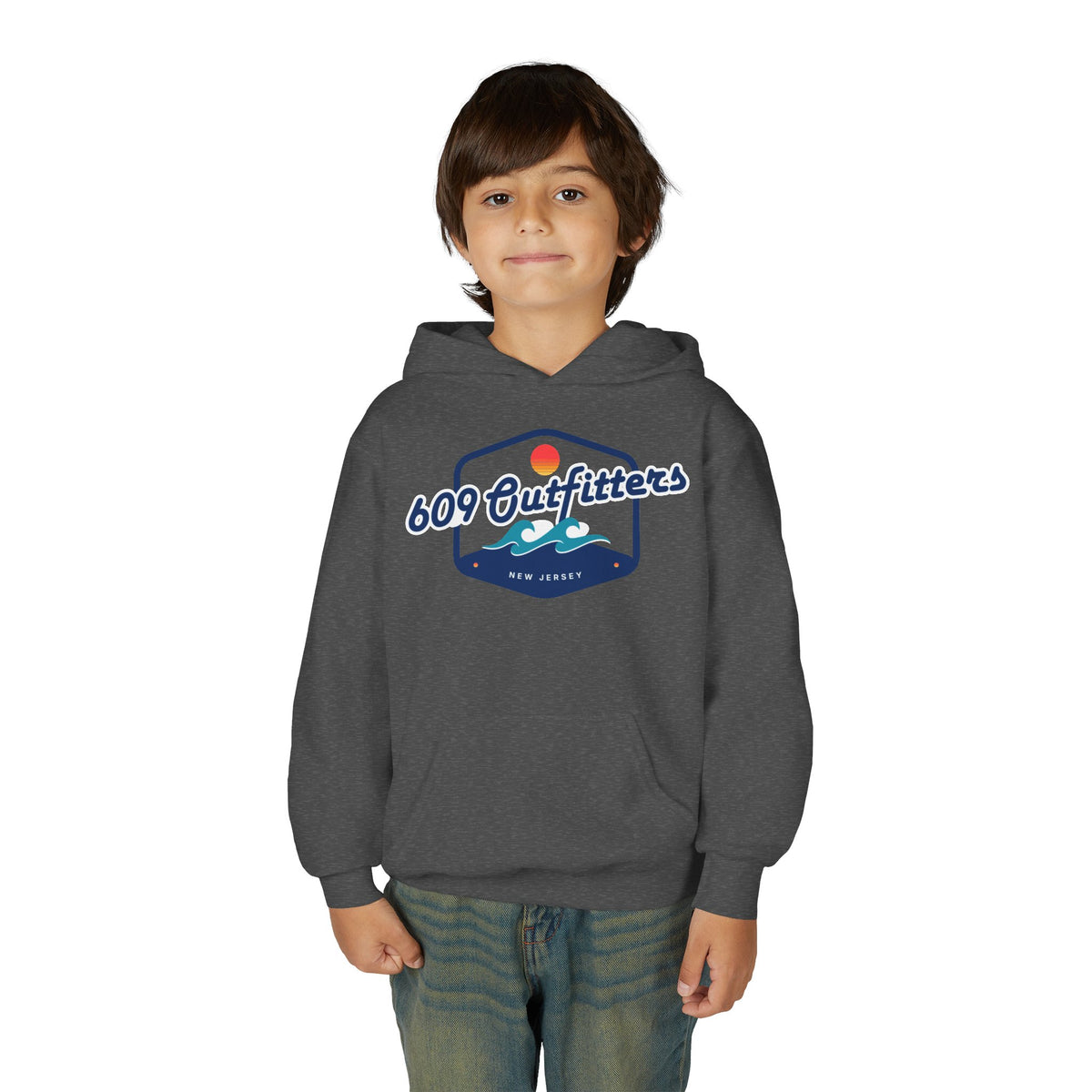 609 Outfitters Youth Heavy Blend Wave Logo Hooded Sweatshirt