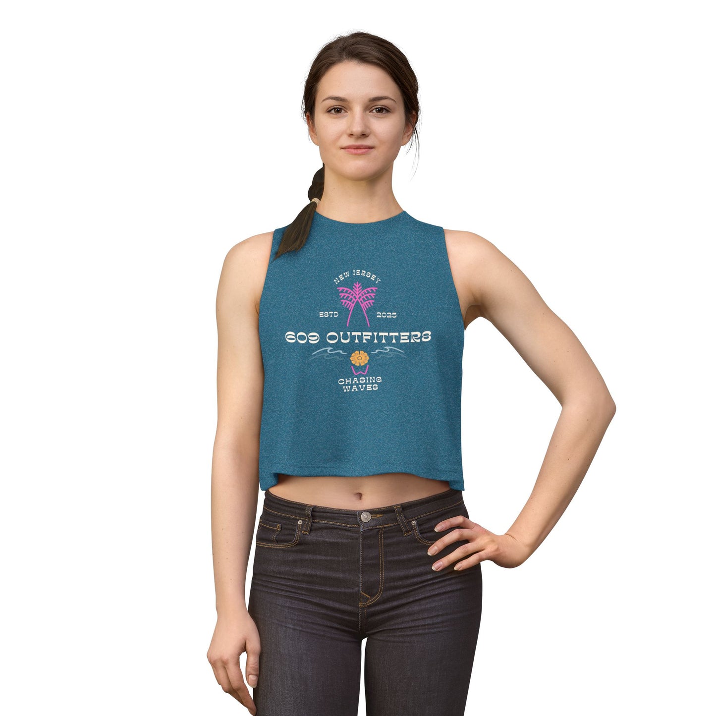 Women's Retro Beach Graphic Crop Tank