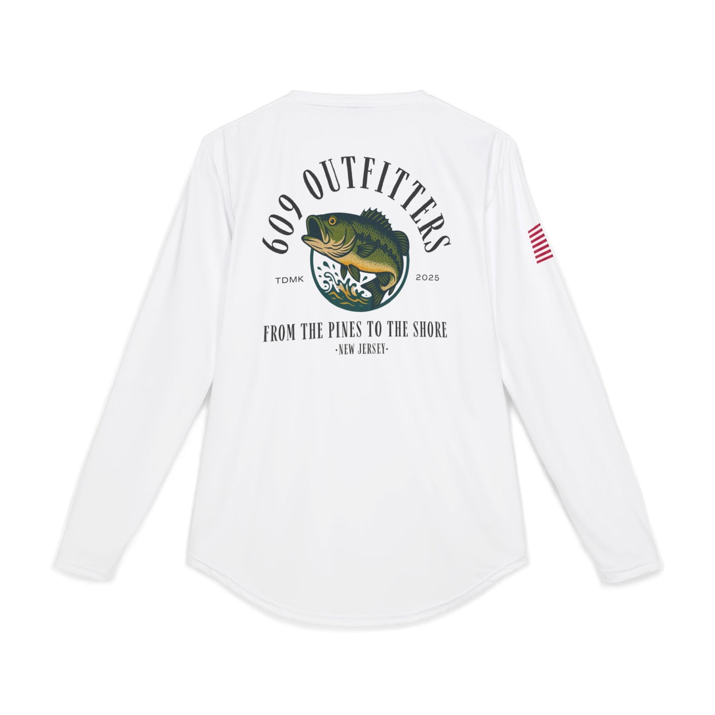 609 Fresh Water Bass Logo | Long Sleeve UV Sun Protection Top White