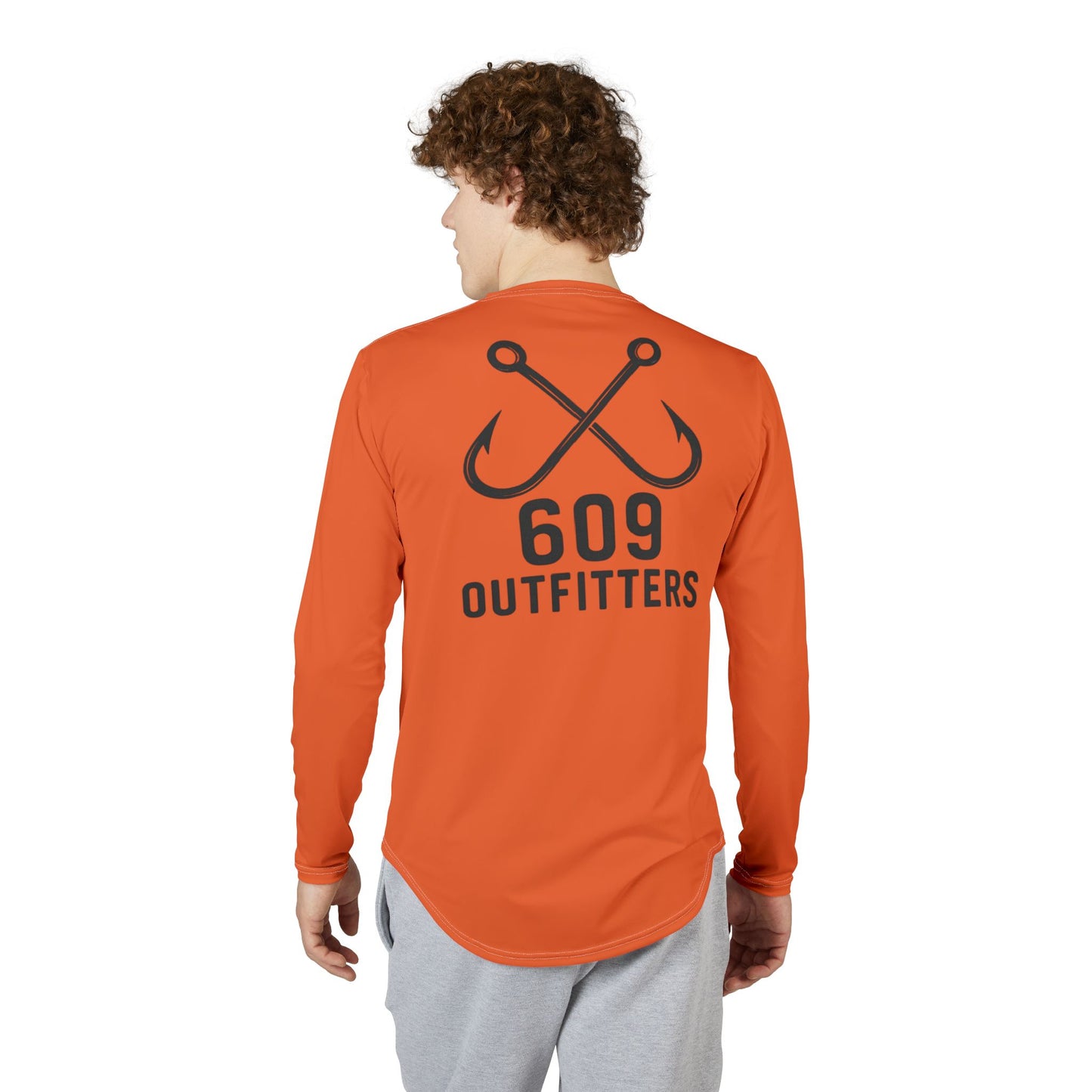 609 Classic Double Hook Logo | Long Sleeve UV Sun Protection Top Orange
