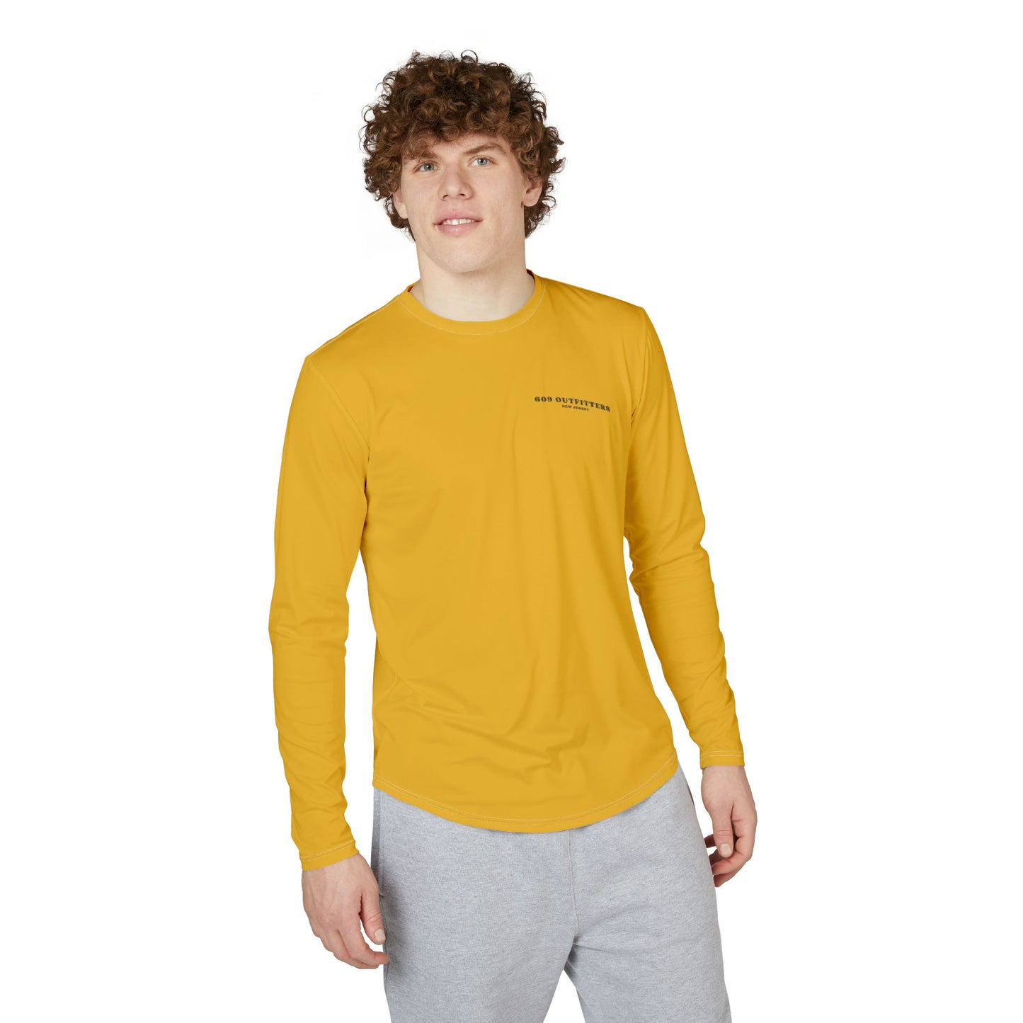 609 Pines To The Shore Logo | Long Sleeve UV Sun Protection Top Yellow