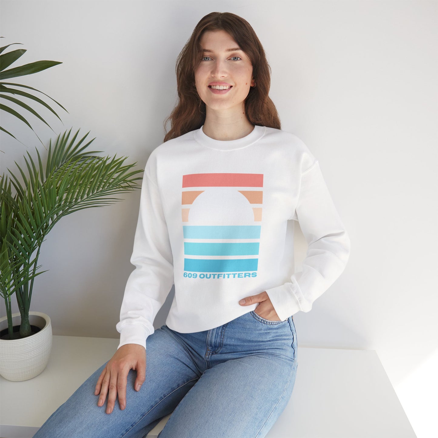 Sunset Stripes Retro Pastel Beach Graphic | Crewneck Sweatshirt