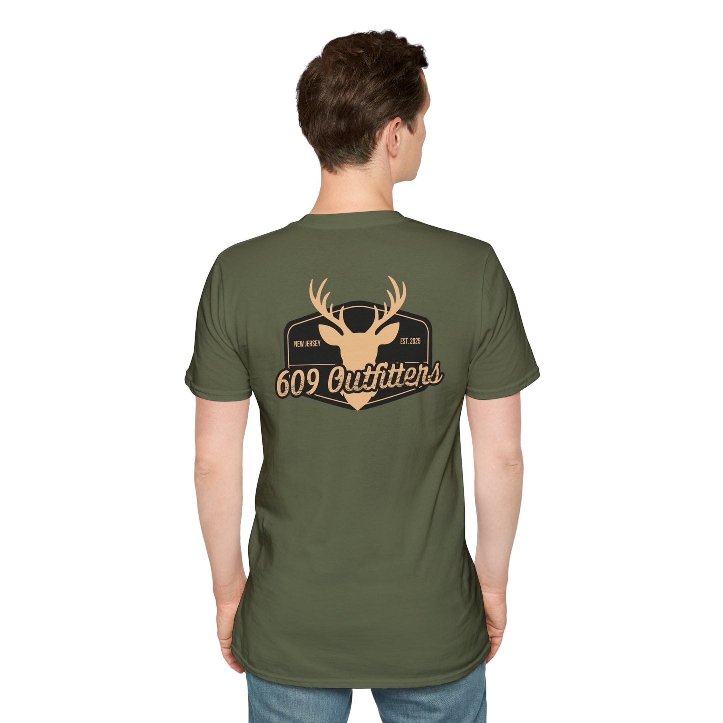 Contemporary Tee | Mens Deer Silhouette Badge Olive