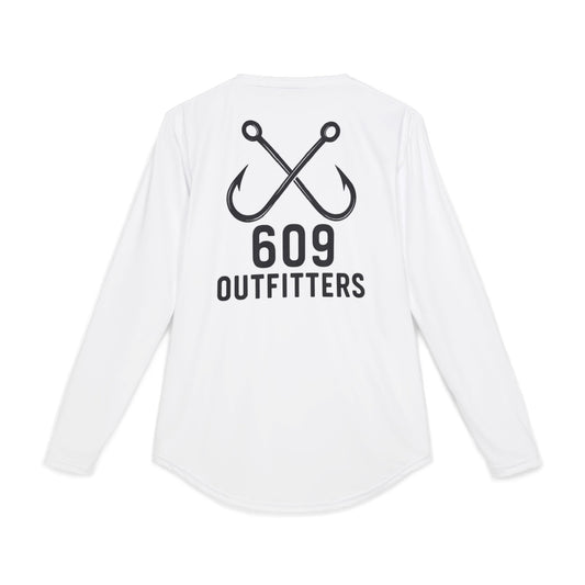 609 Classic Double Hook Logo | Long Sleeve UV Sun Protection Top White