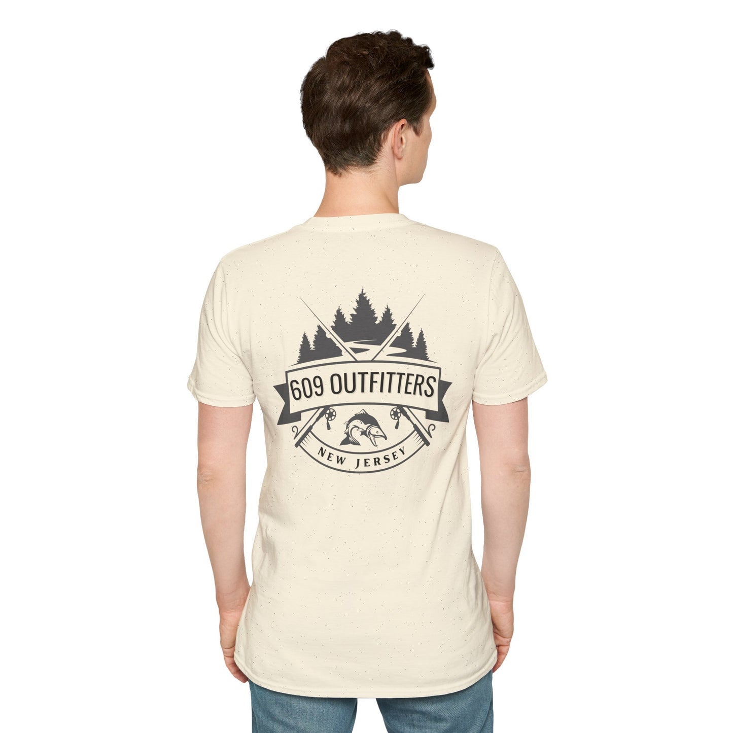 Contemporary Tee | Mens Fishing Badge Beige