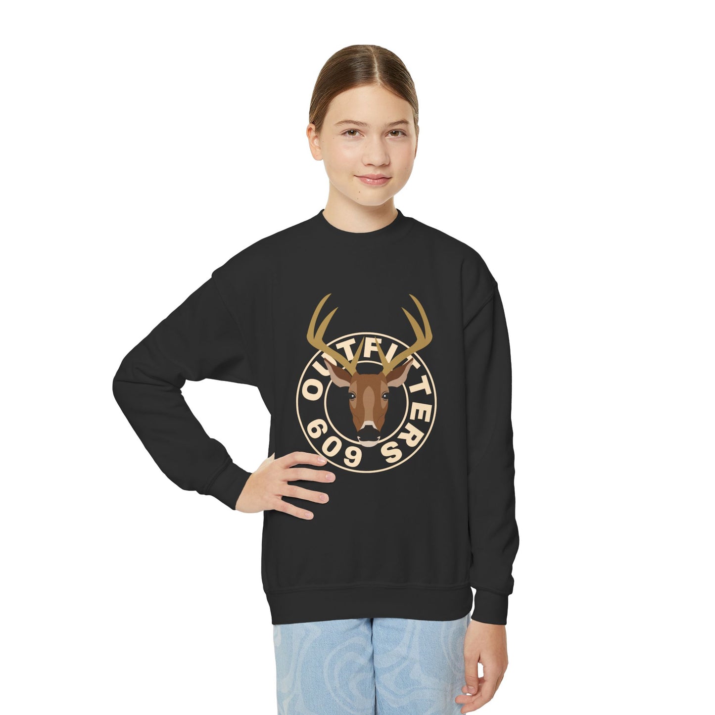 Vintage Deer Hunter Logo Youth Crewneck Sweatshirt